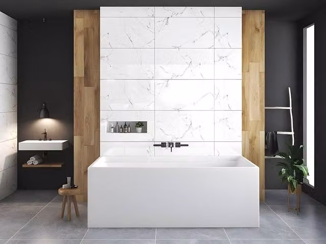 Vente-unique Rectangular Freestanding Acrylic Bathtub in White, W/D/H: 170 x 75 x 60 cm