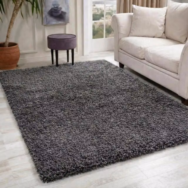 Desire Rugs Plain Fluffy Shaggy Area Rug in Dark Grey, W: 200 cm, L: 290 cm