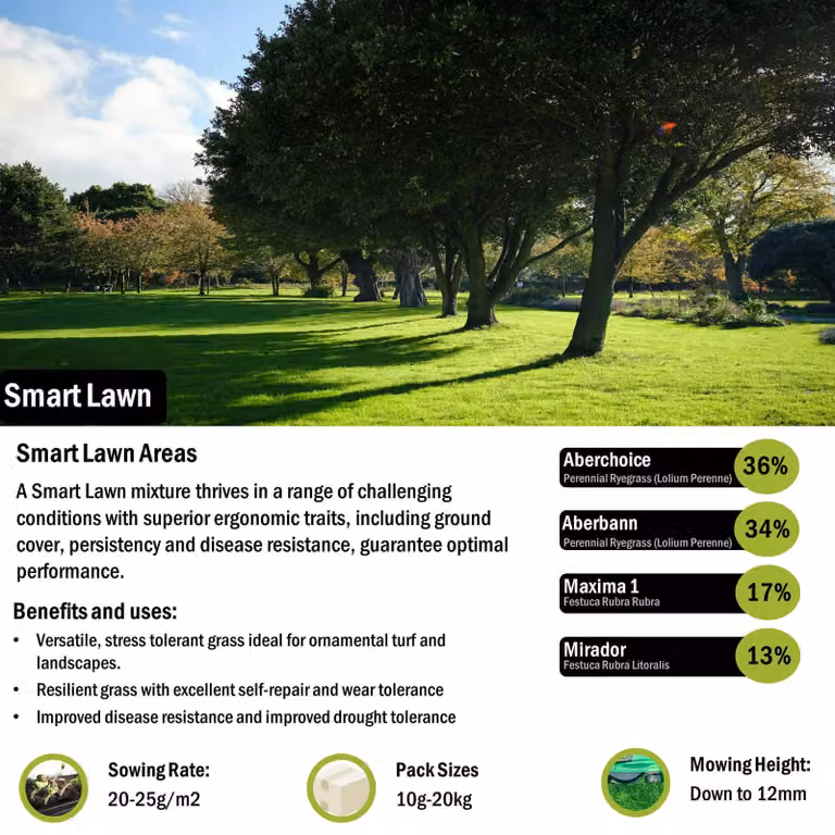 Pegdev Smart Lawn Grass Seed for Ornamental Gardens and Lawns, 1kg