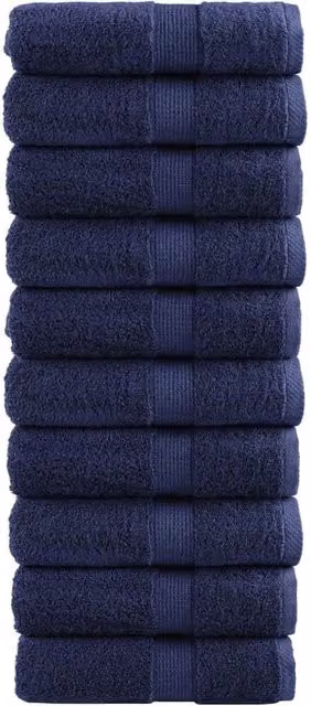 Berkfield Home SOLUND Premium Cotton Terry Guest Towels, 10 Pack, Navy Blue, W: 30 cm x H: 50 cm, 600gsm