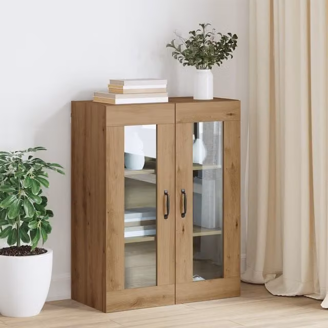 Berkfield Home Hanging Wall Cabinet in Brown, W/D/H: 69.5 x 34 x 90 cm