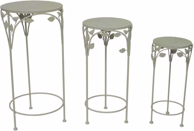 Ascalon Design Ltd Woodland Tall Plant Table Set of 3 in Matt Green Metal