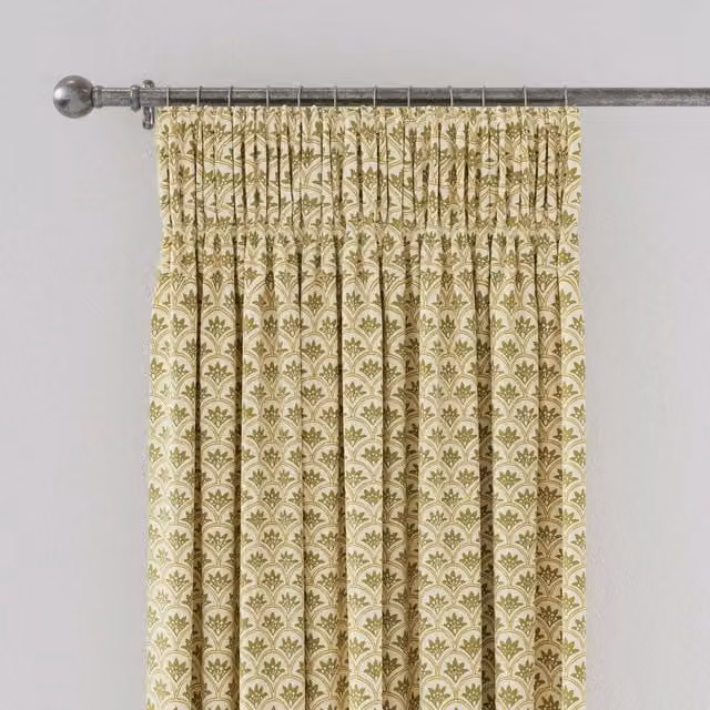 Land & Shore Dawn Lined Graphic Curtains, Ochre and Multicolour, W: 137.16 cm, H: 228.6 cm