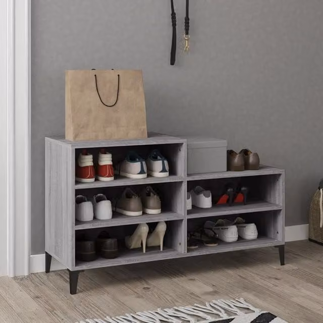 Berkfield Home Grey Sonoma Shoe Cabinet with Internal Shelves, W/D/H: 102 x 36 x 60 cm
