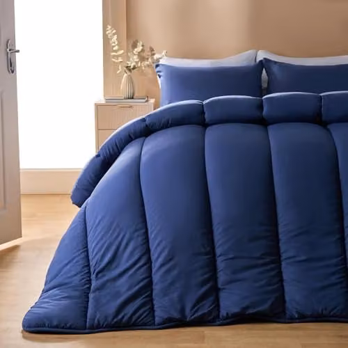 OHS Double Coverless Duvet and Pillowcase Set, 10.5 Tog, Blue Microfibre, W/D/H: 200 x 200 cm