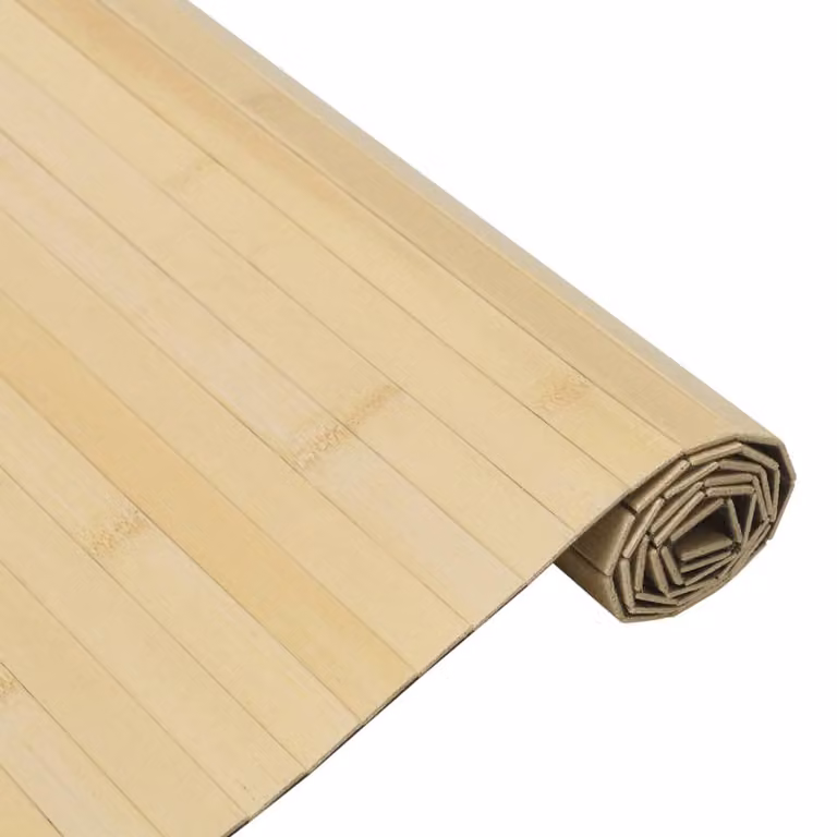 Berkfield Home Rectangular Bamboo Rug in Beige, W: 100 cm, L: 500 cm