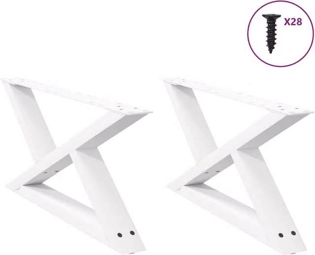 Berkfield Home Steel Coffee Table Legs, 2 Pieces, White Matt, H: 70 cm, W: 30-31.3 cm