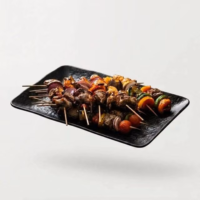 Pawnora Black Plastic Rectangle Dinner Plate, W: 26 cm, D: 18 cm
