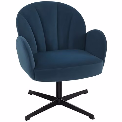 HOMCOM Modern Swivel Accent Chair in Blue Velvet-Feel Fabric with Armrests