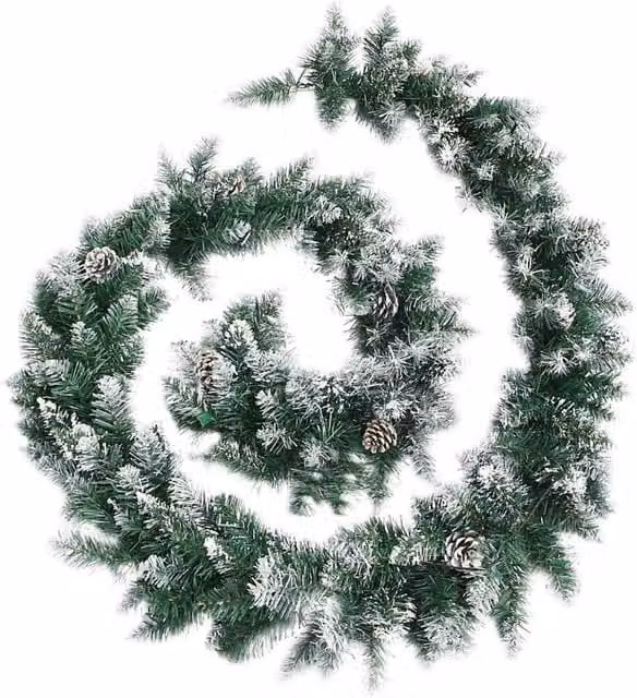 Berkfield Home Christmas Garland with Multicolour LED Lights, Green PVC, 5.2 m