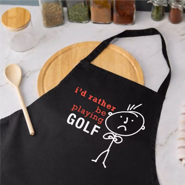 60 Second Makeover Men's I'd Rather Be Playing Golf Apron in Black