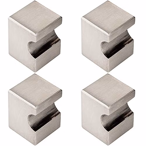Loops 4 Pack Square Cupboard Door Knob in Brushed Silver, 22 x 22mm with 30mm Projection
