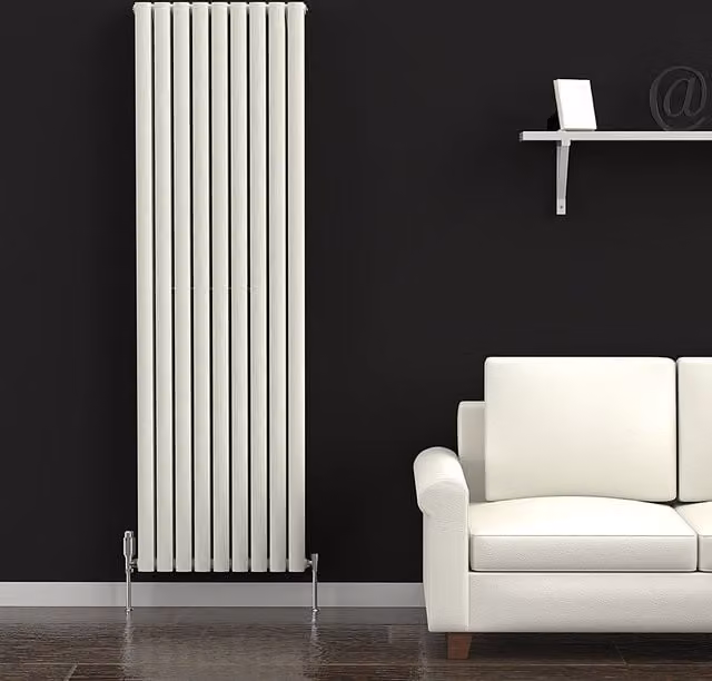 Lux Heat Oval Coloured Vertical Radiator in Stone White, H: 180 cm x W: 54 cm