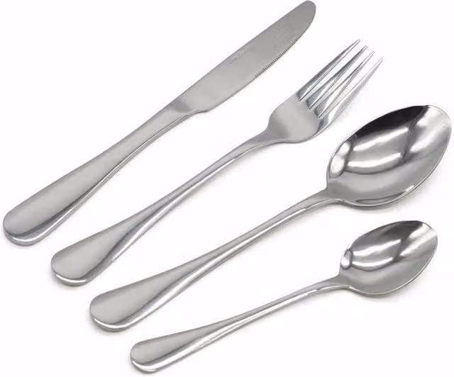 Nordara 16-piece Polished Stainless Steel Cutlery Set in Silver with Spoons and Forks