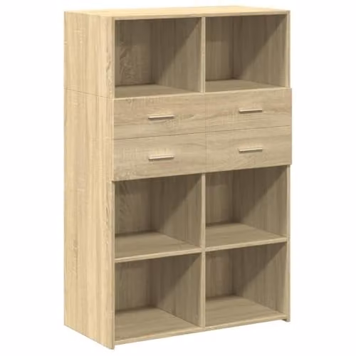 vidaXL Modern Highboard in Brown Sonoma Oak, W/D/H: 80 x 42.5 x 124 cm
