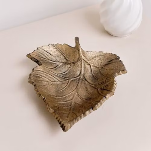 Melody Maison Rustic Gold Leaf Trinket Tray Dish