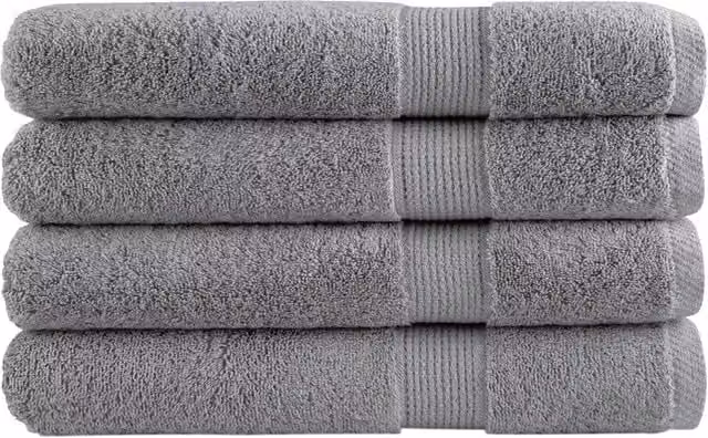 Berkfield Home SOLUND Premium Cotton Terry Towels, 4-Piece Grey Set, 600gsm, W: 100 cm, L: 200 cm