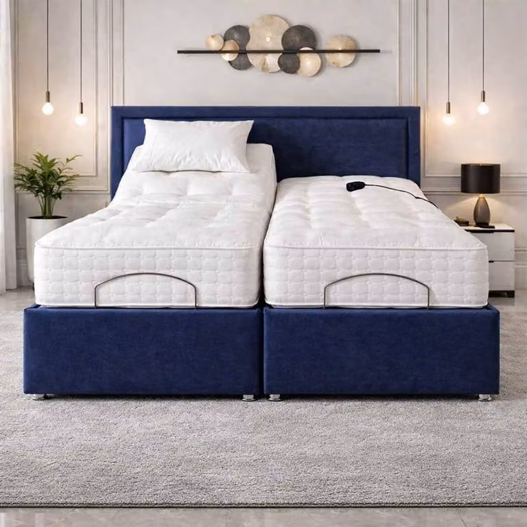 Paradise Beds Ltd Electric Adjustable Solid Base Bed Set with Massage Function in Silver, W/D/H: 140 x 200 cm