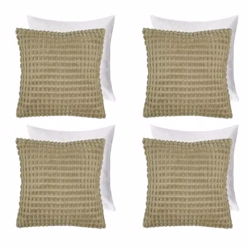 OHS 4 Pack Bobble Textured Filled Cushions with Removable Covers, Green, W/D/H: 45 x 45 x 45 cm