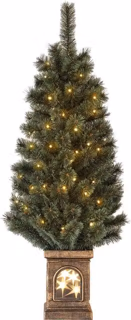 HOMCOM 4ft Artificial Green Christmas Tree with 80 Warm White LED Lights and Remote Control