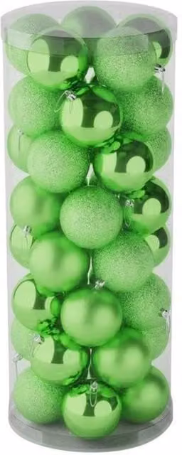 KDMD 48 Light Green Christmas Baubles with Matt, Shiny and Glitter Finishes, Diameter: 8 cm
