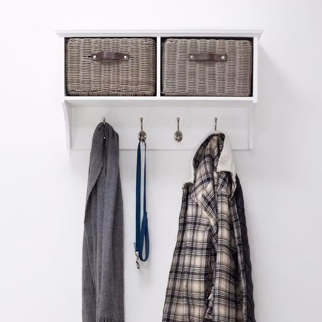 Tetbury Coat Rack with 2 Durable Storage Baskets in White
