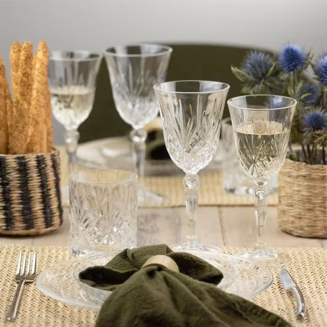 RCR Melodia Set of 12 Transparent Geometric Crystal Highball Whisky Tumbler Glasses