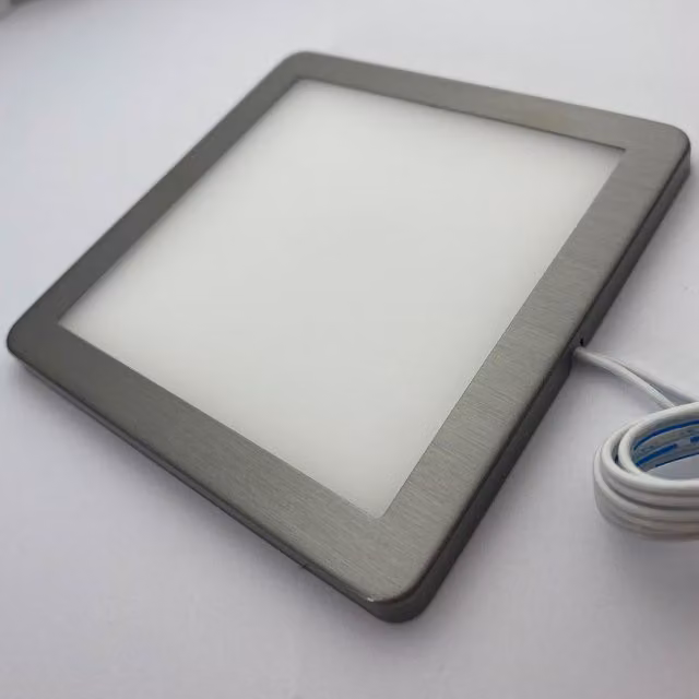 Loops 6x Ultra-Slim Square Under Cabinet Kitchen LED Light and Driver Kit in Brushed Nickel with Warm White Diffused Light