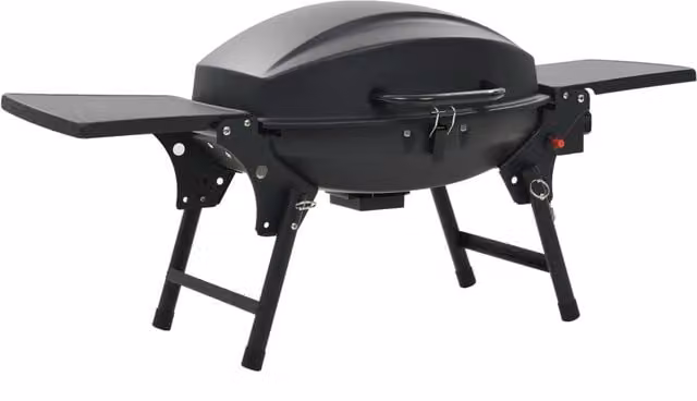 Berkfield Home Portable Tabletop Gas BBQ Grill in Black Enamelled Steel