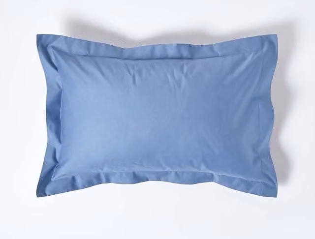 Homescapes Blue Egyptian Cotton Oxford Pillowcase, 1000 Thread Count, Mako Satin
