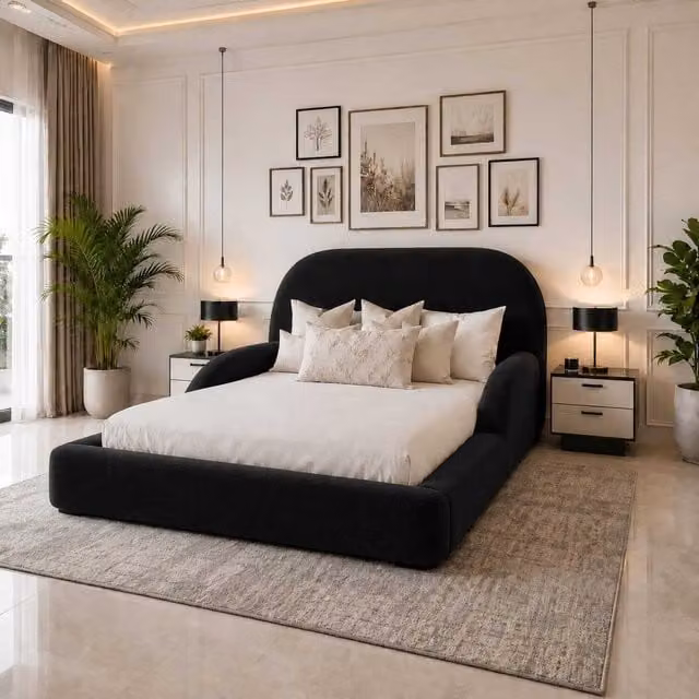 Abstract Haven Ottoman Storage Bed with Headboard by K Mehmood Enterprise Ltd, Black, W/D/H: 90 x 190 cm
