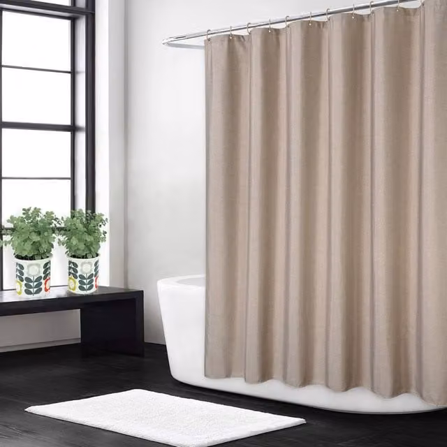 London Boutique Waterproof Polyester Shower Curtain in Light Brown, W: 238.76 cm, H: 198.12 cm