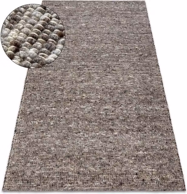 RugsX Nepal Grey Wool Woven Rectangular Rug, W: 140 cm, D: 190 cm