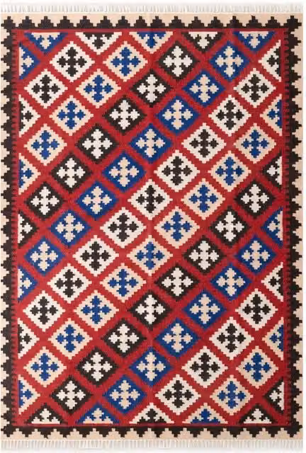THE RUGS Kamal Kelim Vintage Design Handwoven Wool and Cotton Reversible Flat Weave Rug, Multicolour, W: 120 cm, L: 170 cm