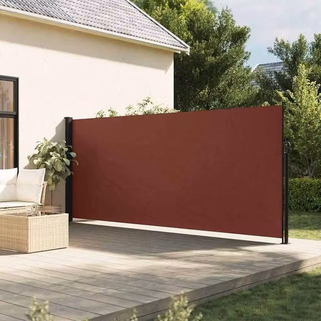 Berkfield Home Retractable Side Awning in Brown, Wall-Mounted Polyester, W/H: 500 x 160 cm