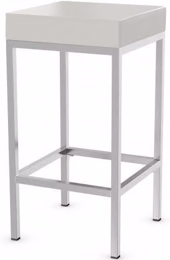 netfurniture Fernow Fixed Height Stool with Brushed Satin Frame in White