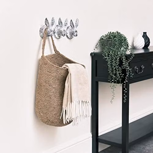Melody Maison Large Open Weave Jute Hanging Basket in Brown and Beige, W: 48 cm, H: 34 cm