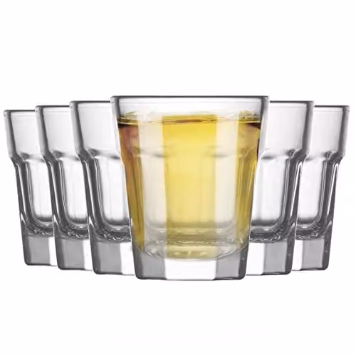 LAV Aras Geometric Shot Glasses, 45ml, Transparent, Pack of 12