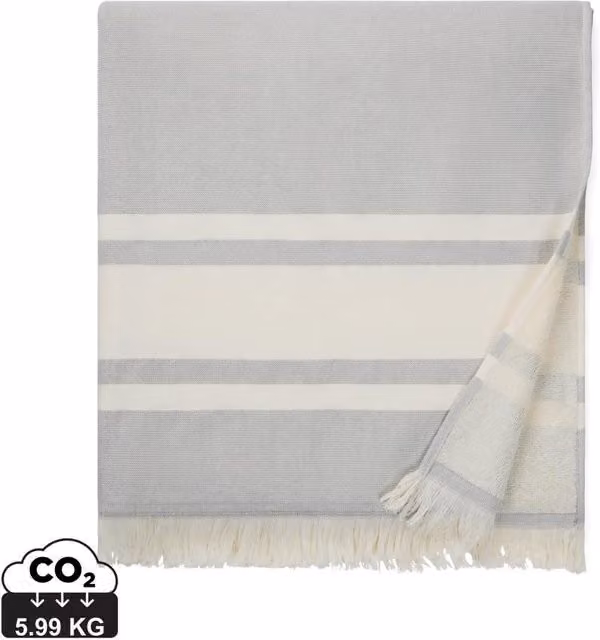Vinga Tolo Hammam Striped Terrycloth Cotton Towel in Grey, W/D/H: 180 x 80 x 0.8 cm