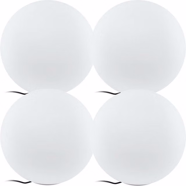 Loops 4 Pack White Plastic IP65 Outdoor Garden Ball Lights, Diameter: 50 cm, E27 Socket