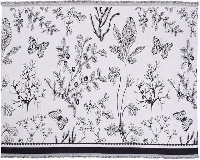 Garden Sanctuary Floral Chenille Anti-slip Sofa Cover in Black and White, W/D/H: 230 x 180 cm