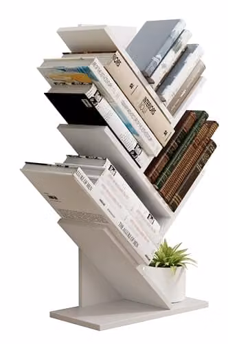 VCM White Wooden Storage Stand and Bookshelf