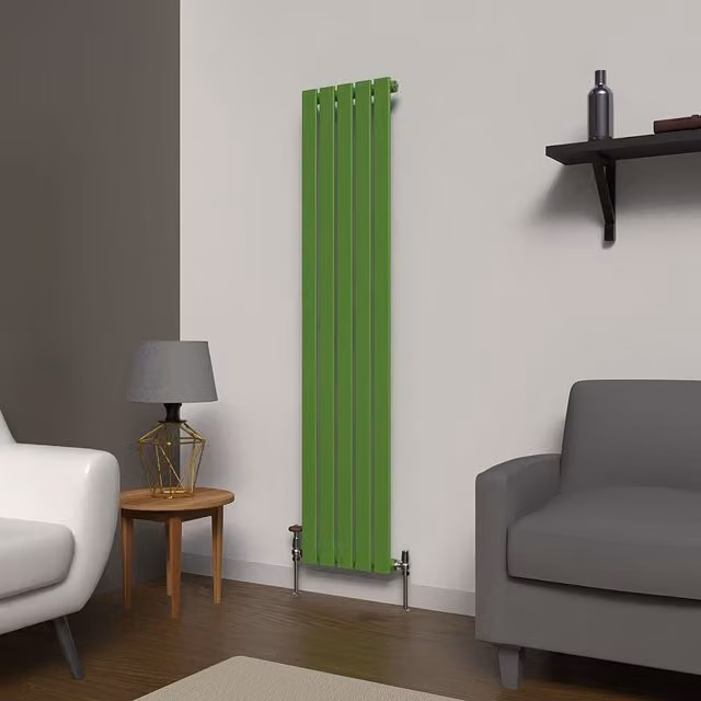 Lux Heat Flat Coloured Vertical Radiator in Apple Green, H 160 cm x W 35 cm