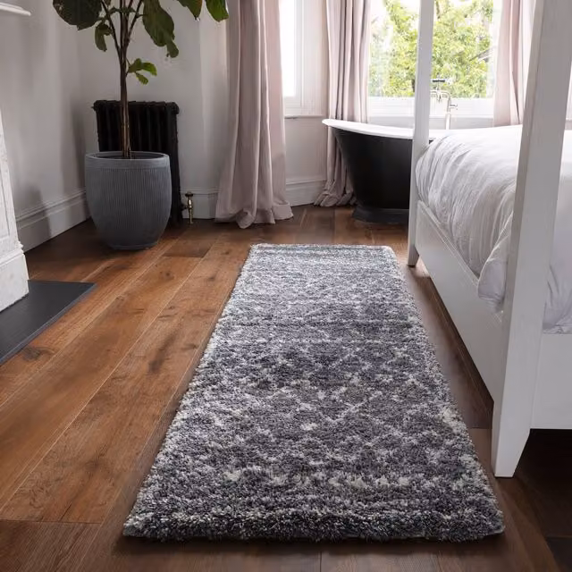 Asiatic Carpets Alto AL05 Moroccan Berber Shaggy Area Rug, Grey, W: 290 cm, H: 50 mm