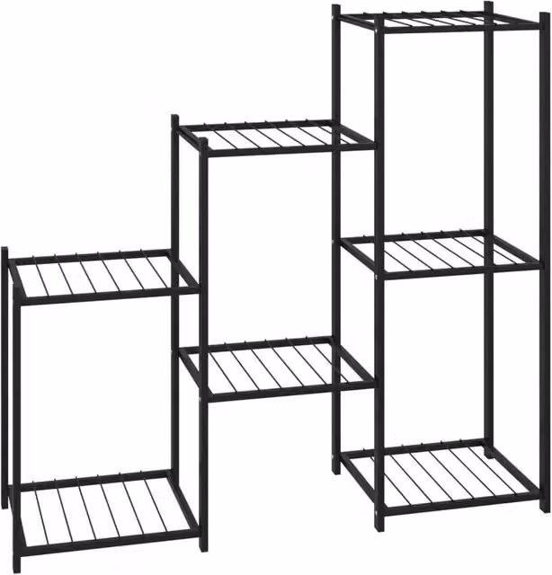 Berkfield Home Minimalist Black Metal Flower Stand, W/D/H: 83 x 25 x 80 cm
