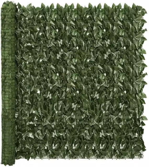 Berkfield Home Semi-Transparent Artificial Hedge Balcony Screen with Dark Green Leaves, W: 600 cm, H: 150 cm