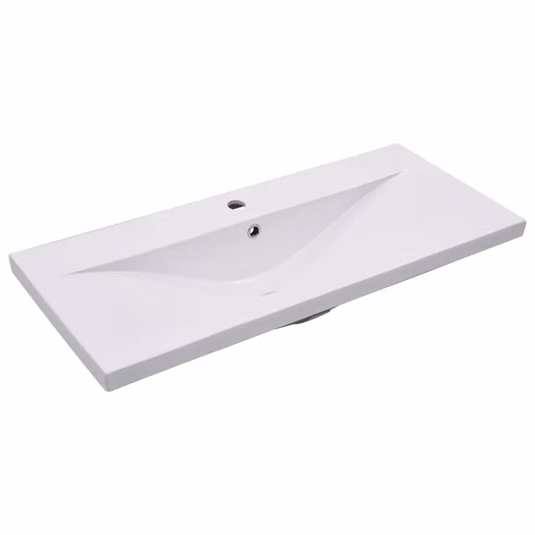 Berkfield Home Rectangular Built-in Ceramic Basin in White, W: 91 cm, D: 39.5 cm, H: 18.5 cm