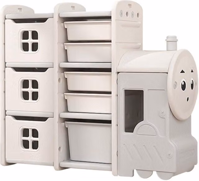H&O Direct Children's Landing Train Toy Storage Rack in White