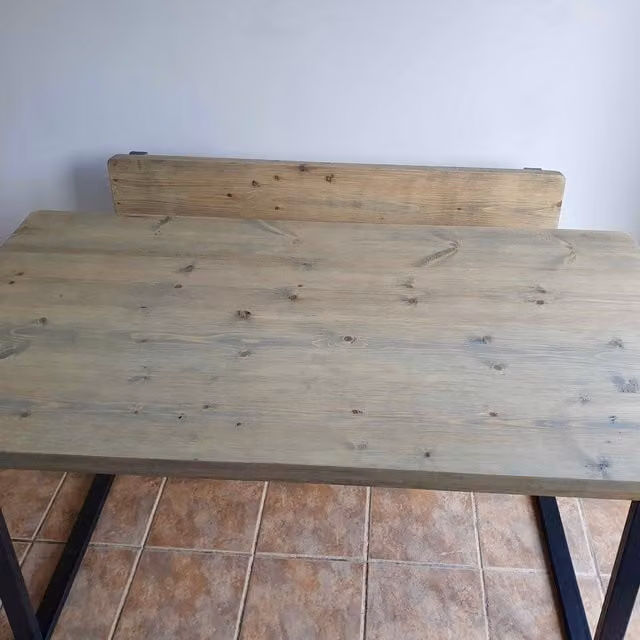 TRL Handmade Furniture Rustic and Industrial Rectangular Dining Table in Grey Wash and Rugger Brown, W/D/H: 300 x 100 cm