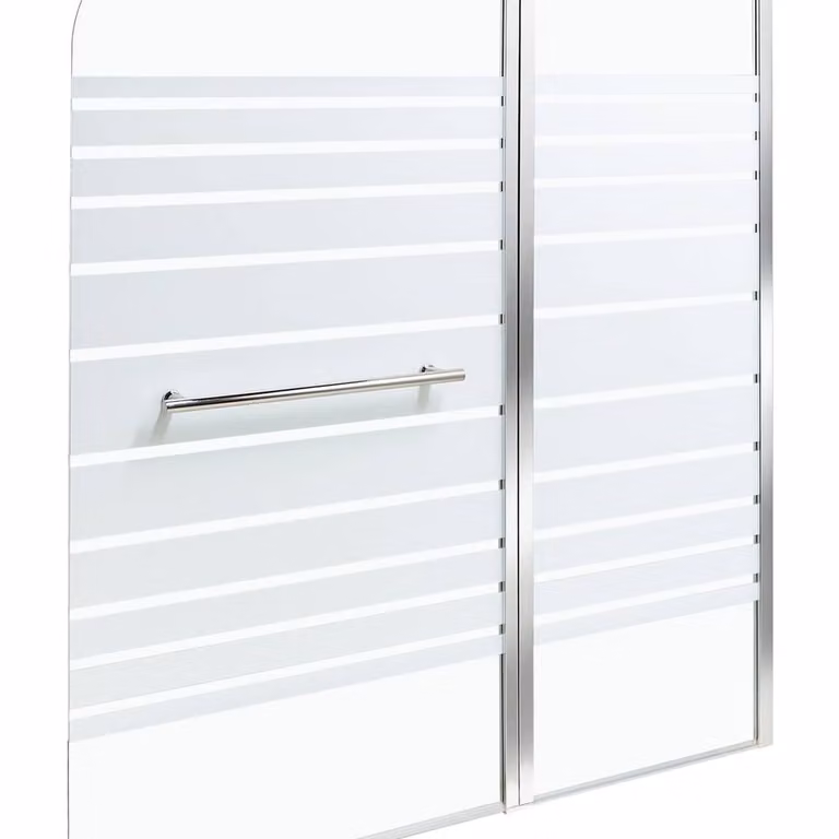Wyld and Coco Silver Frosted Glass Shower Screen, Clear, W: 140 cm, H: 120 cm, D: 52 cm
